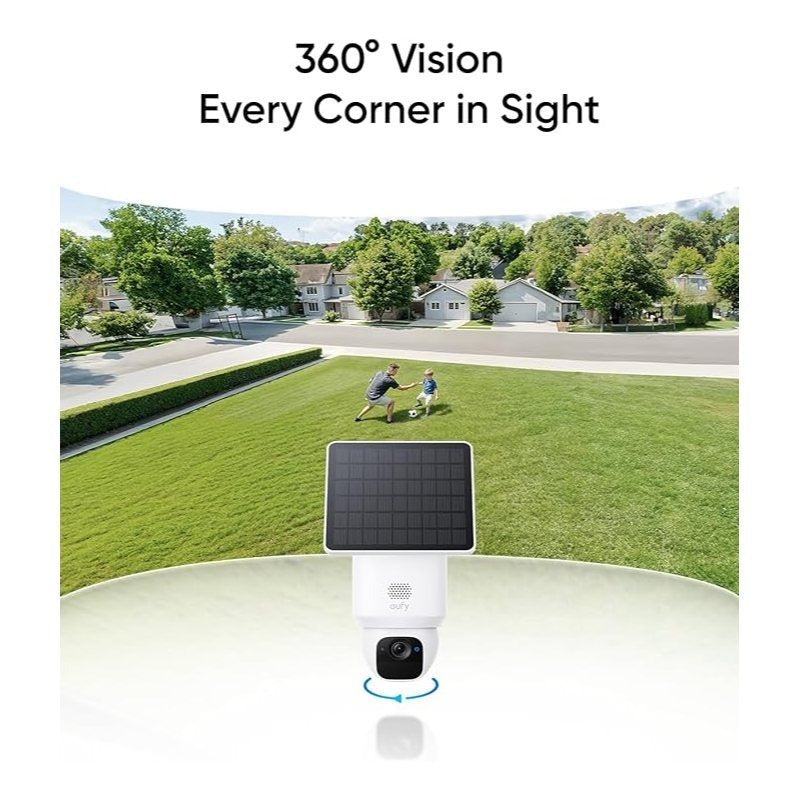 eufy Security SoloCam E30, Security Cameras Wireless Outdoor, Solar Camera Outdoor Wireless, 360° Pan, AI Tracking, 2K Clarity, HomeBase S380 Compatible, No Monthly Fee, only Support 2.4Ghz (Refurbished)