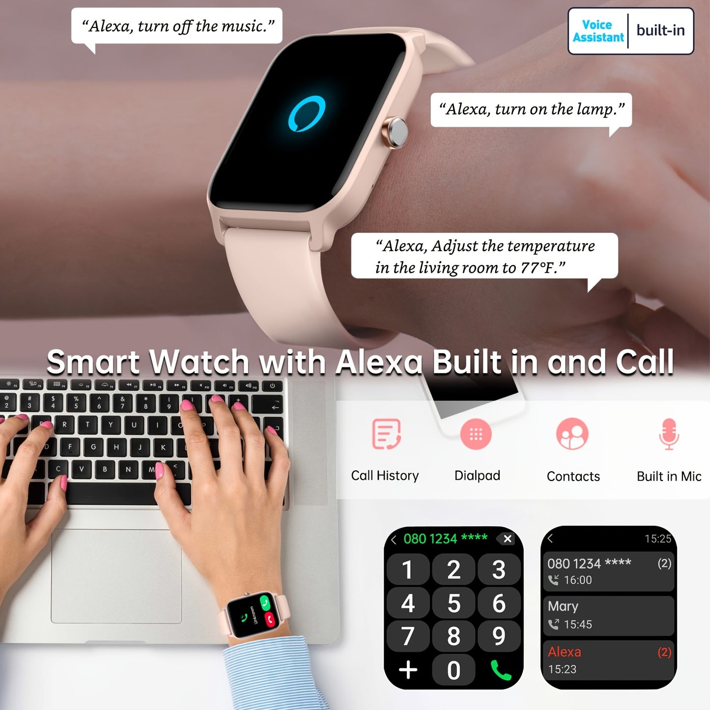 Smartwatch with Alexa FUVEHA Smartwatch for Men & Women | 1.8\