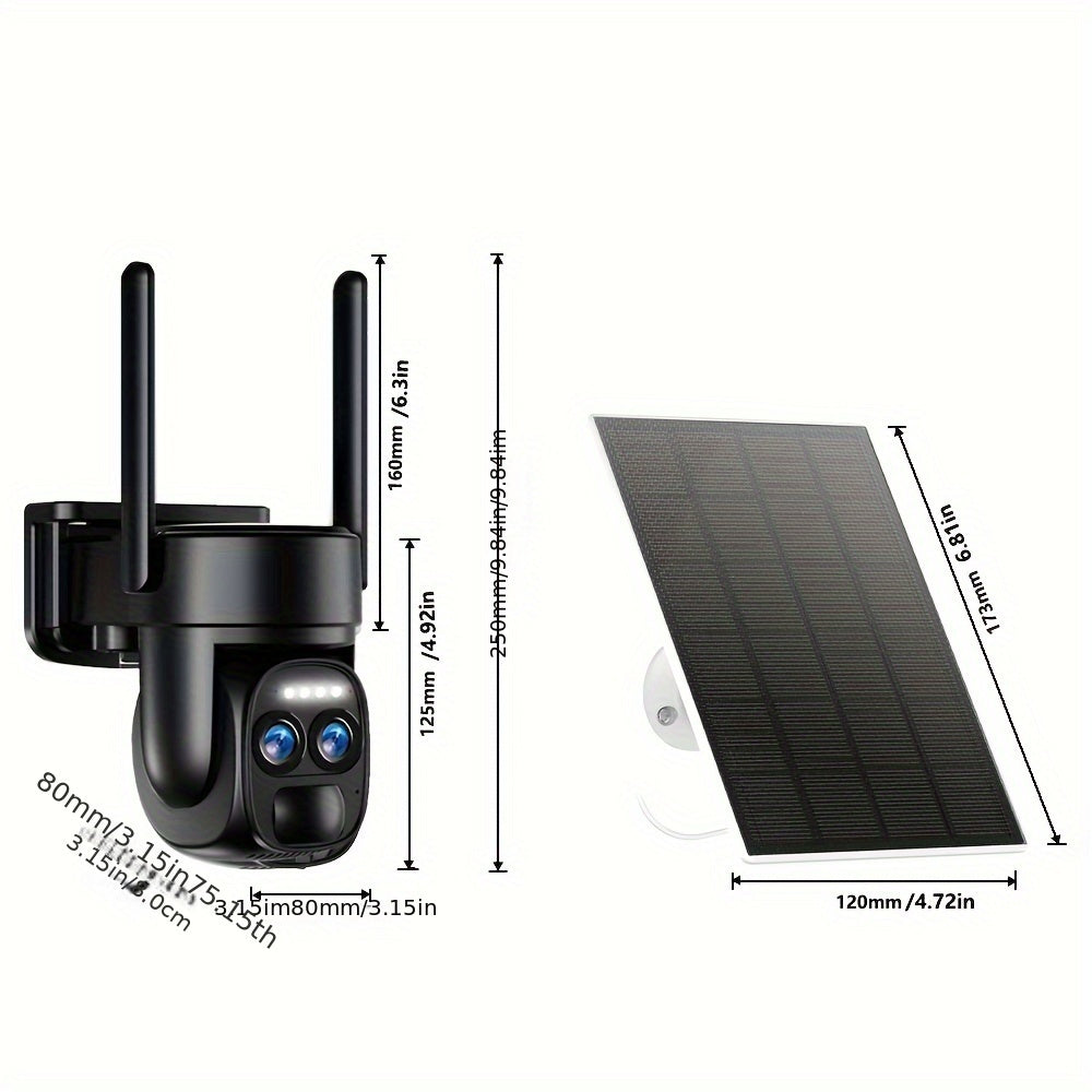 Hawkray 10x Zoom 360-degree Low-power Cctv Solar Panel Battery 2K FHD WiFi Camrea With Spotlight Alarm, Motion Detection, Color Night Vision, Two-way Audio And
