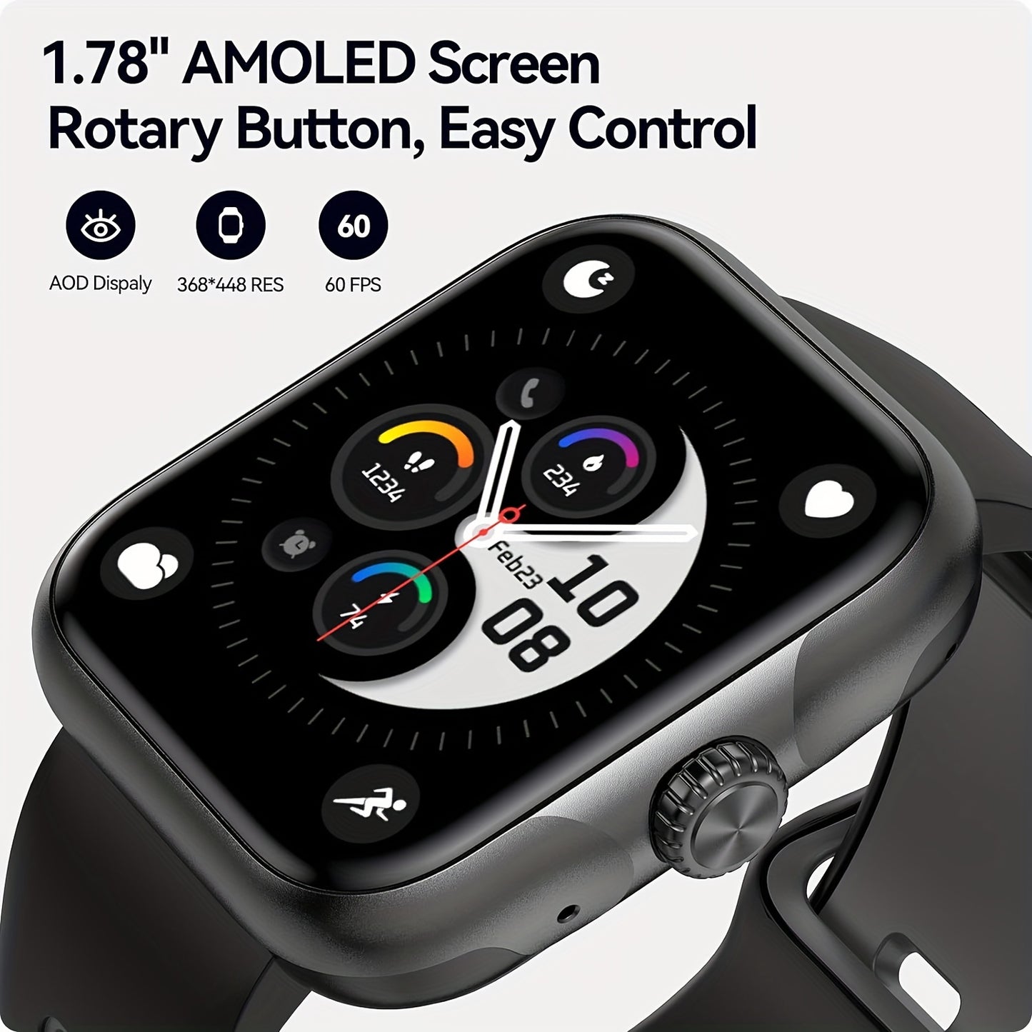 Smart Watch Ultra For Men Women, 1.78'' AMOLED Display Activity Tracker And Smartwatches, GPS Fitness Traker With Sleep Monitor Compatible For IPhone And Android