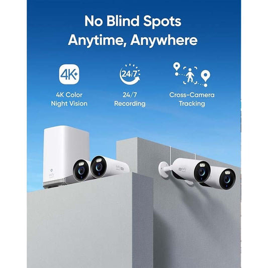 eufy Security eufyCam E330 (Professional) -Cam Kit, 4K Outdoor Security Camera System, 24\u002F7 Recording, Plug-in, Wi-Fi NVR, Face Recognition AI, 10CH, Local Storage (Refurbished)