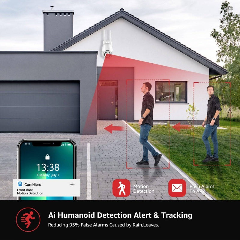 2K Security Camera Outdoor, Wireless WiFi Camera Home Security System 360 View, Motion Detection, auto Tracking, Two Way Talk, pan Tile Full Color Night, Outdoor Surveillance, Property Protection, Modern Security, Wireless Design, Durable Constructi