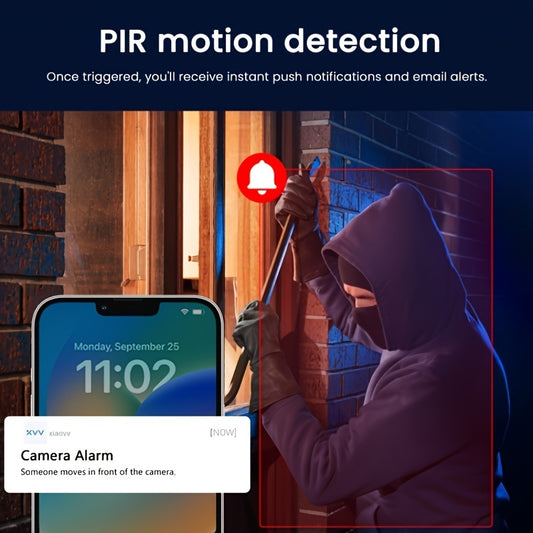 XIAOVV P6 1080p WiFi Wireless Solar Security Camera 360 Degree PTZ Battery Powered Home Surveillance Camera With Motion Detection, Color Night Vision, Two-way Audio