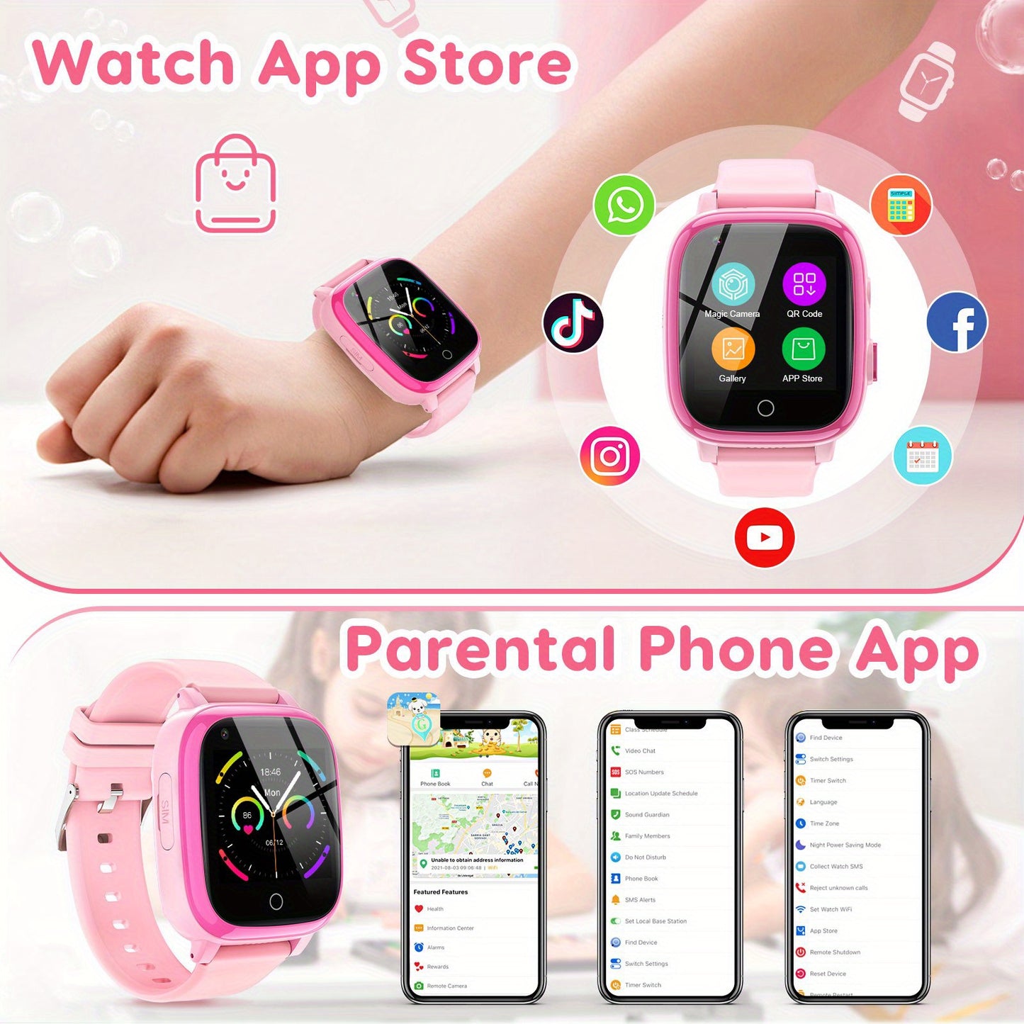 4G Smart Watch for Kids with GPS Tracker, Texting and Calling, Kids Watch for Ages 4-12 - Includes 2 Way Call, Video Call, Chat, SOS Alerts, App - Fun & Educational Birthday Gift Idea