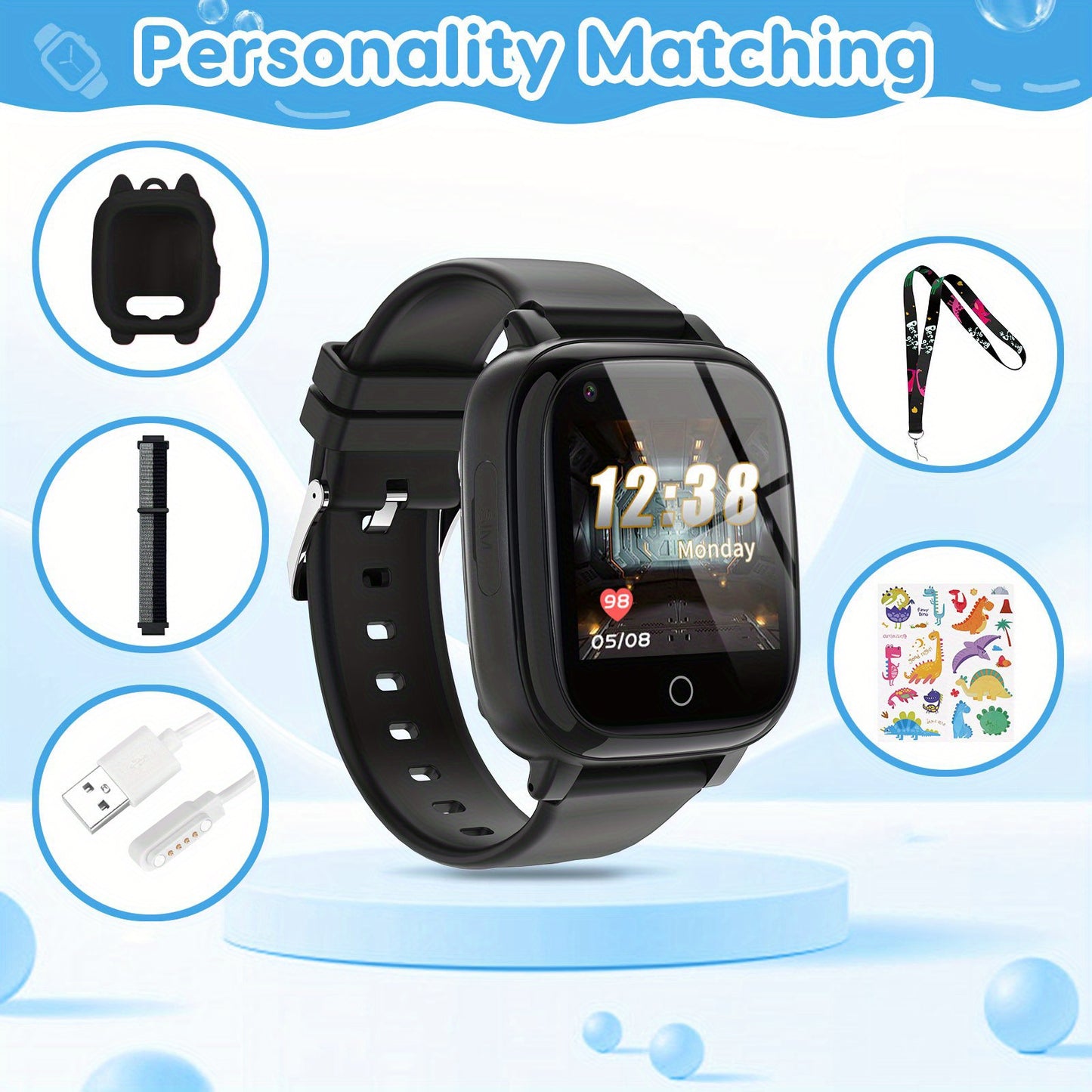 4G Smart Watch for Kids with GPS Tracker, Texting and Calling, Kids Watch for Ages 4-12 - Includes 2 Way Call, Video Call, Chat, SOS Alerts, App - Fun & Educational Birthday Gift Idea