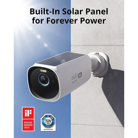 eufy Cam 3-Cam Kit,Security Camera Outdoor Wireless,4K Camera with Integrated Solar Panel,Forever Power,Face Recognition AI,Expandable Local Storage up to 16TB,2.4 GHz Wi-Fi, No Monthly Fee (Refurbished)