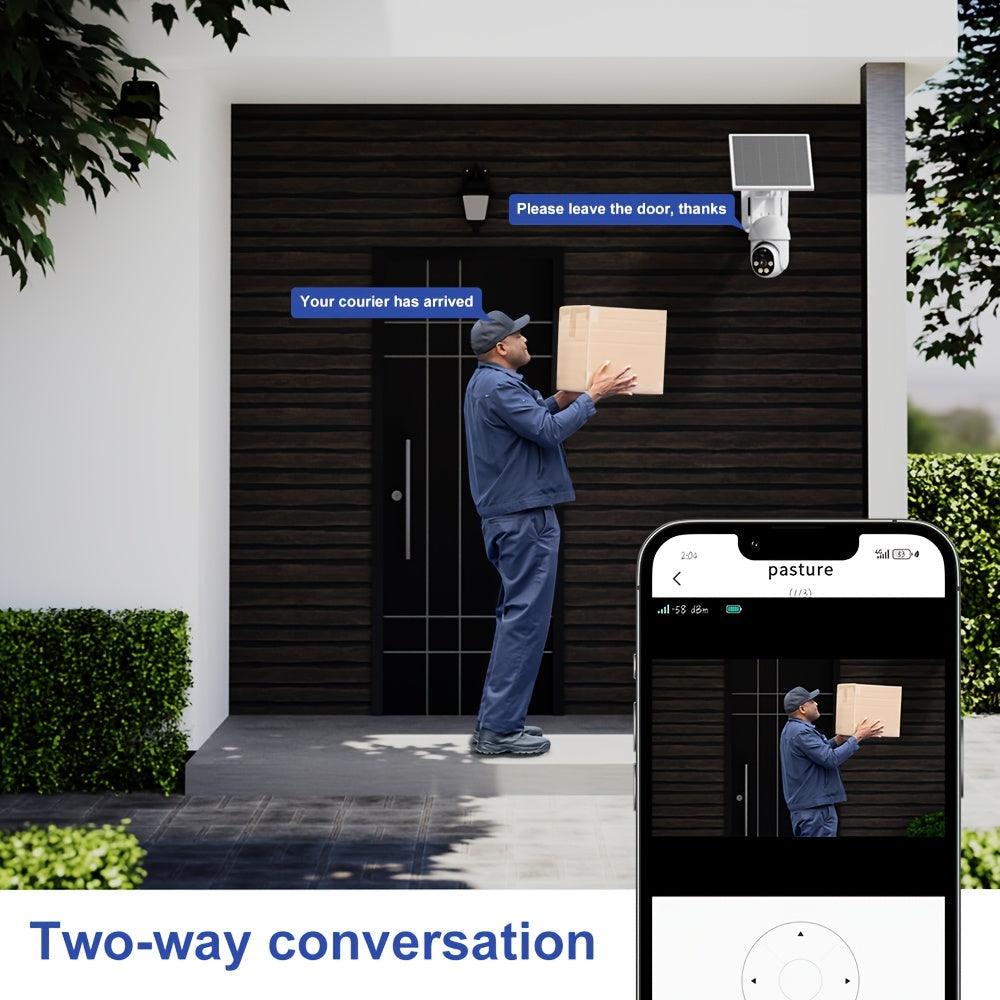XIAOVV P6 1080p WiFi Wireless Solar Security Camera 360 Degree PTZ Battery Powered Home Surveillance Camera With Motion Detection, Color Night Vision, Two-way Audio