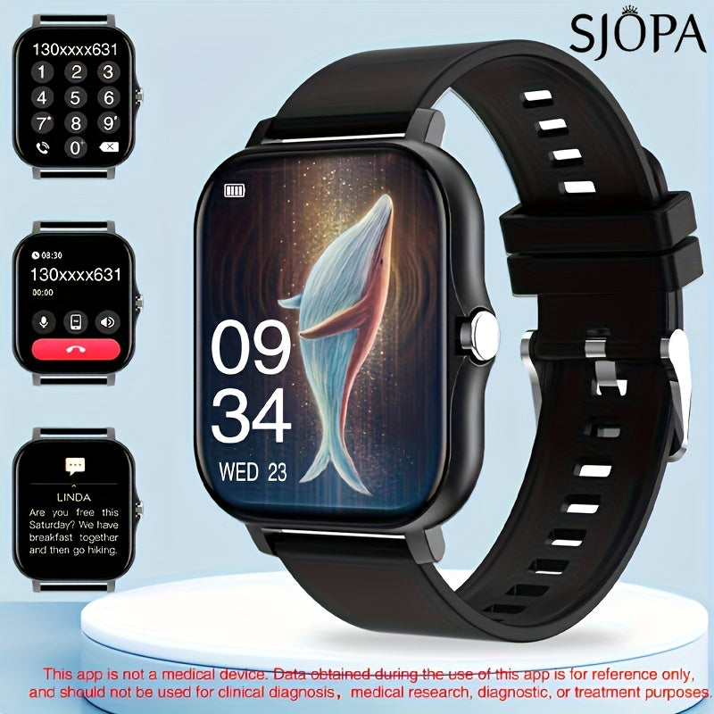 SJOPA'S New 1.83-inch Full-touch HD Smartwatch, With Dialing And Answering Functions, Wireless Calls, Support For Exercise And Sleep Monitoring, Compatible With Android And for iphone, The Perfect Gift For Male And Female Couples.