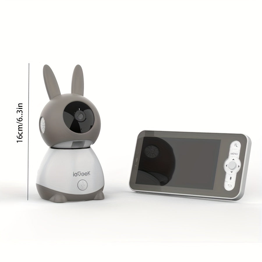 5'' LCD Screen, Baby Monitor, 2k Resolution, Brown, App Control, Indoor Wireless Security Camera, Indoor Pan-Tilt-Zoom Video Baby Monitor Camera, Night Vision, Cry And Motion Detection, Temperature And Humidity Sensors, Two-Way Audio