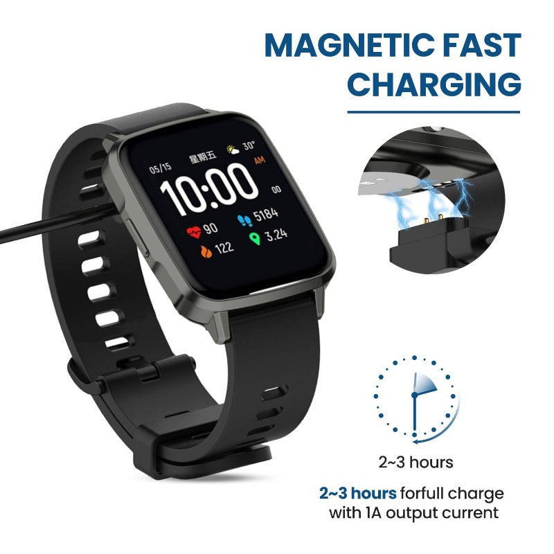 2 - Pack Compatible with EIGIIS KE5 KE3 KE2LaNikar KE5 KE3 Watch, Magnetic Charging KE5 KE3 Watch BlackBlack