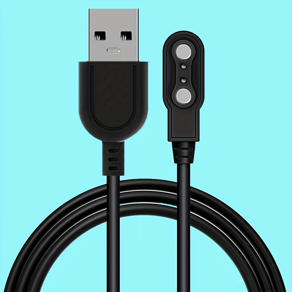 High-Speed Smart Watch Charger High-Speed Magnetic Smart Watch Charger with 2-Pin Spacing, 4.0mm | Safe Replacement, Black, Portable Charging Solution for Fitness Trackers and Wearables, Wearable Charging Station | Sleek Charger Design | Durable USB Cable