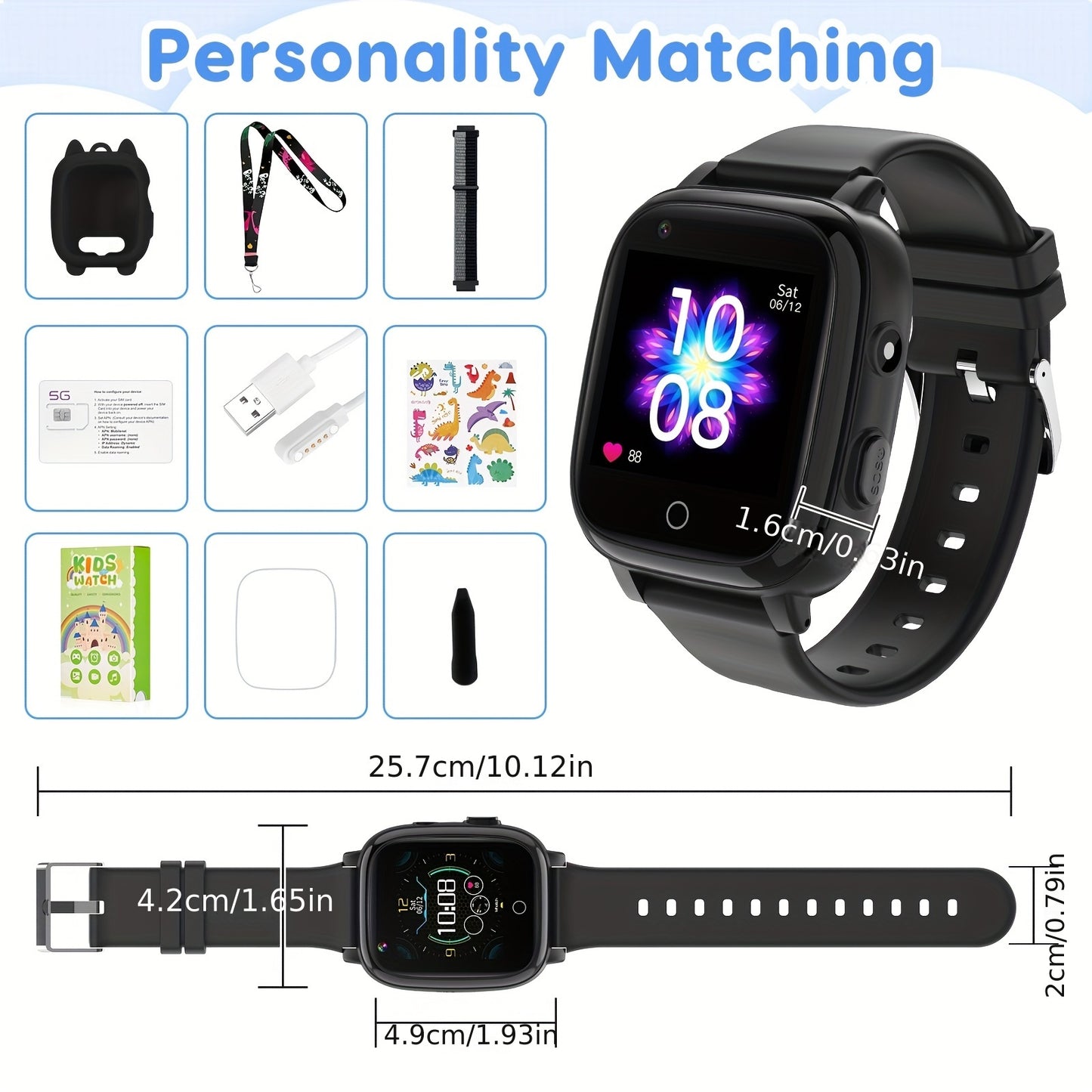 4G Smart Watch for Kids with GPS Tracker, Texting and Calling, Kids Watch for Ages 4-12 - Includes 2 Way Call, Video Call, Chat, SOS Alerts, App - Fun & Educational Birthday Gift Idea