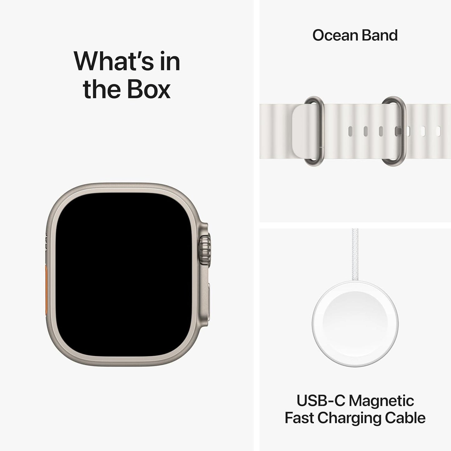 Apple Watch Ultra 2 GPS + Cellular 49mm - Titanium Case With White Ocean Band One Size & AppleCare+ (1 Years) Precision GPS, Action Button, Extra-Long Battery Life