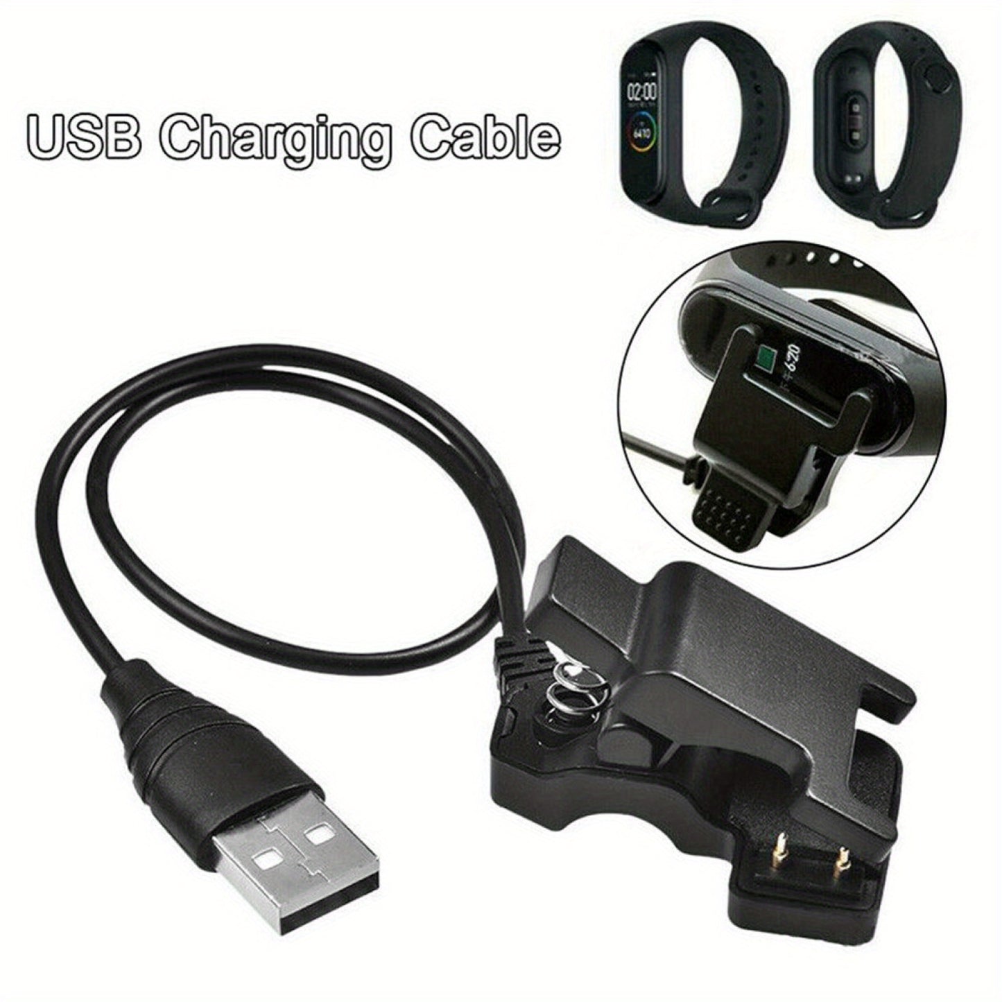 1pc Smart Watch Charger 2-Pin USB Charger Adaptor for Smart Watch Replacement USB Charging Cable Cord Clip Dock Accessories Adapter