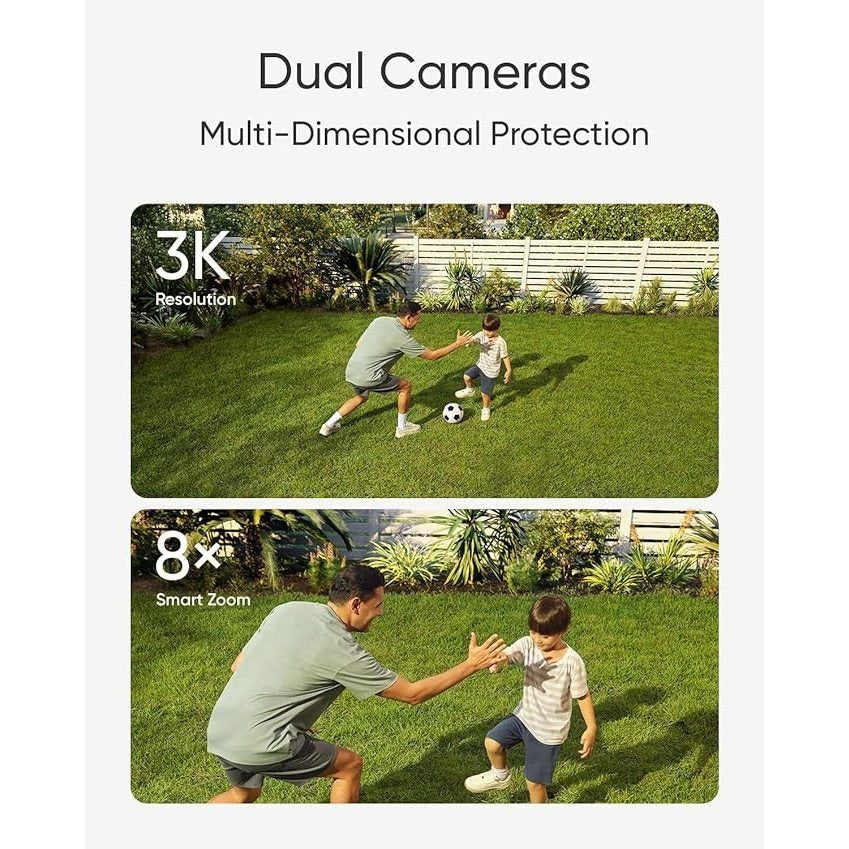 eufy Security Floodlight Camera E340 Wired,360° Pan and Tilt,24\u002F7 Recording,Dual-Band Wi-Fi, 2,000 Lumens,Motion-Activated,Dual Camera,HomeBase 3 Compatible,Local Storage,No Monthly Fee (Refurbished)
