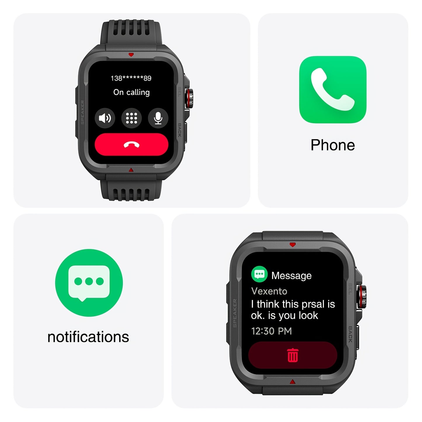 Smart Watch for Sports FAWEIO 1pc Smart Watch - 1.8 Inch Sports Smartwatch with 100+ Sports Modes, Fitness Activity Tracker Pedometer, Compatible with Android and iPhone - Perfect Gift for Family and Friends