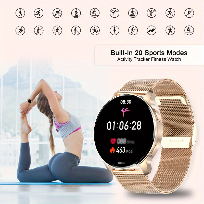 Smartwatch for women (answering\u002Fmaking calls), fitness tracker for Android and iPhone smartphones, equipped with LED high-definition full touch screen AI voice controlled pedometer