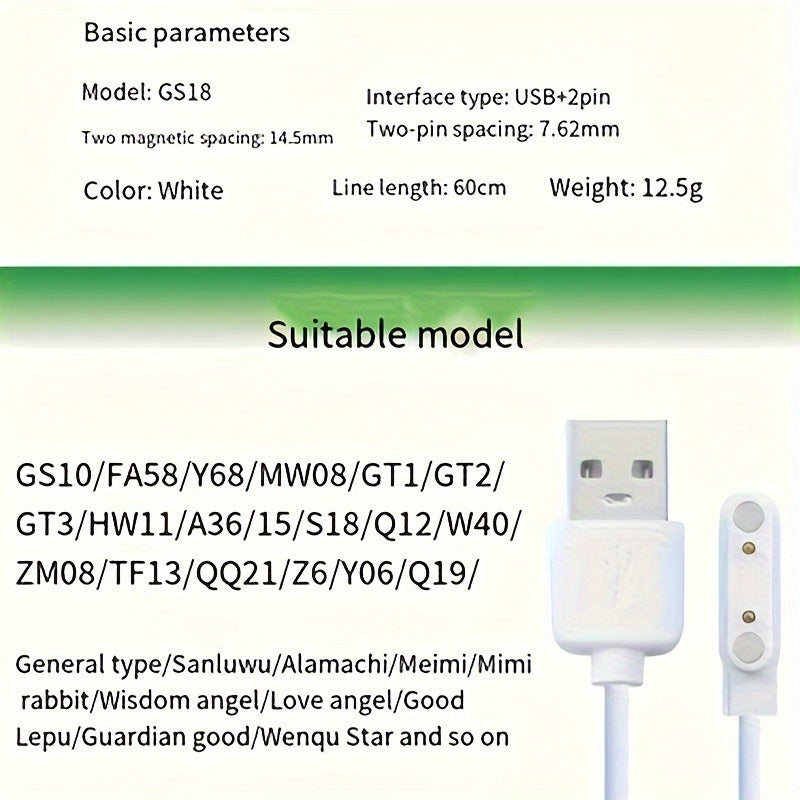 Magnetic Charging Cables 3pcs Magnetic Charging Cables | Compatible With Smart Watches, All Kinds Of Watches, 4P2P 3u, 2-pin And 4-pin, Phone Watches N020 W26 Q020 F6 GS18 I6-C