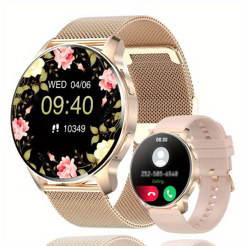 Smartwatch for women (answering\u002Fmaking calls), fitness tracker for Android and iPhone smartphones, equipped with LED high-definition full touch screen AI voice controlled pedometer