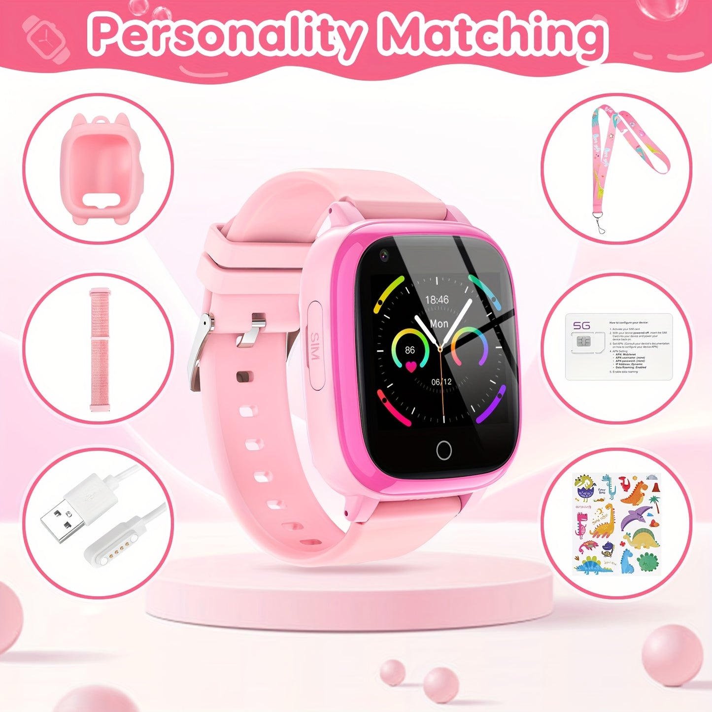 4G Smart Watch for Kids with GPS Tracker, Texting and Calling, Kids Watch for Ages 4-12 - Includes 2 Way Call, Video Call, Chat, SOS Alerts, App - Fun & Educational Birthday Gift Idea