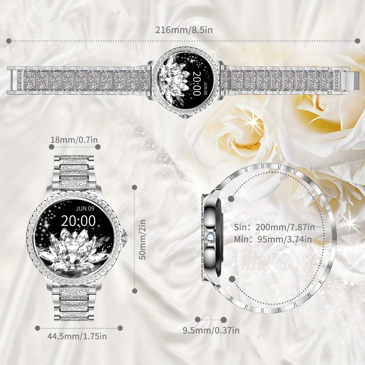 Smart Choice For Fashionable Ladies, Multifunctional Sports Watch, Weather Insight, Alarm Clock Companionship, Music Accompaniment, Photography Remote Control, Message Reminder, Precise Sports Tracking