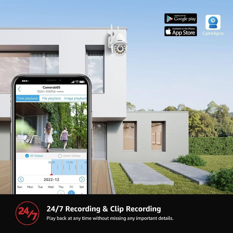 2K Security Camera Outdoor, Wireless WiFi Camera Home Security System 360 View, Motion Detection, auto Tracking, Two Way Talk, pan Tile Full Color Night, Outdoor Surveillance, Property Protection, Modern Security, Wireless Design, Durable Constructi