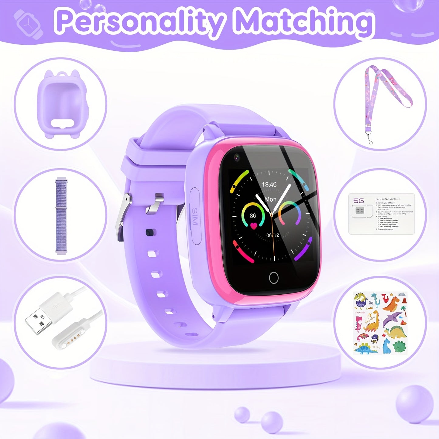 4G Smart Watch for Kids with GPS Tracker, Texting and Calling, Kids Watch for Ages 4-12 - Includes 2 Way Call, Video Call, Chat, SOS Alerts, App - Fun & Educational Birthday Gift Idea