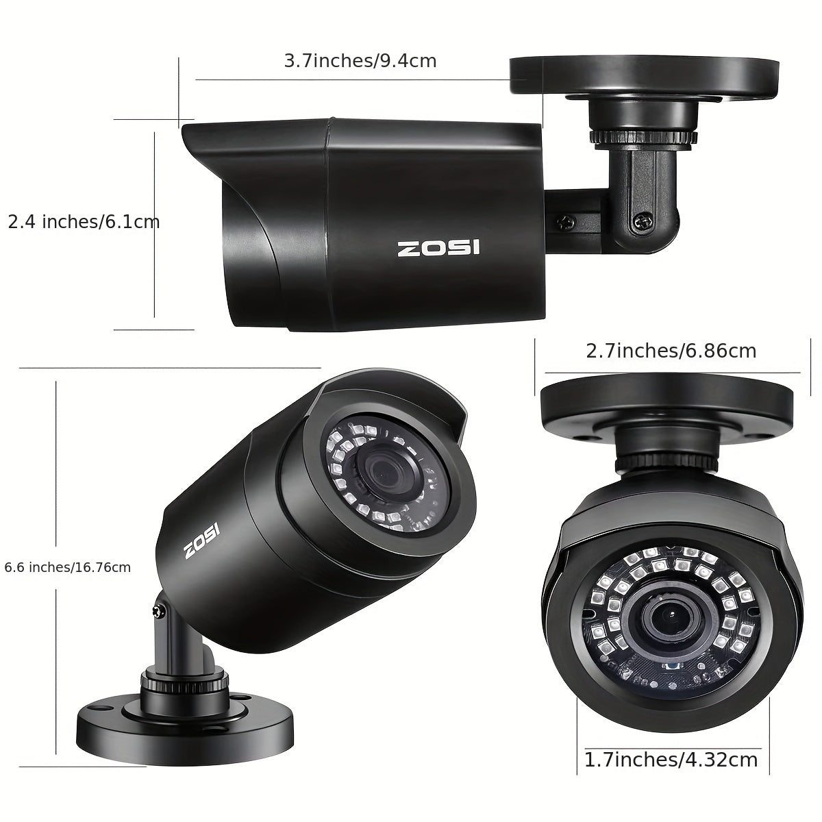 ZOSI 8CH 5MP Lite Security Camera System - AI Human & Vehicle Detection, 4x 1080P HD Cameras, H.265+ Compression for Clear Night Vision, Email Alerts with Snapshots (No Hard Drive Included)