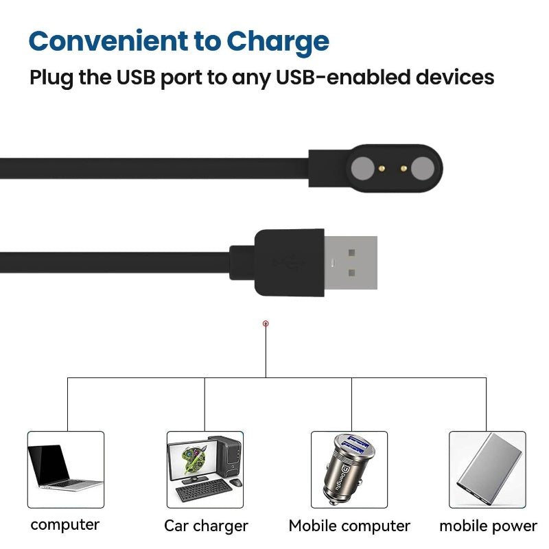 2 - Pack Compatible with EIGIIS KE5 KE3 KE2LaNikar KE5 KE3 Watch, Magnetic Charging KE5 KE3 Watch BlackBlack