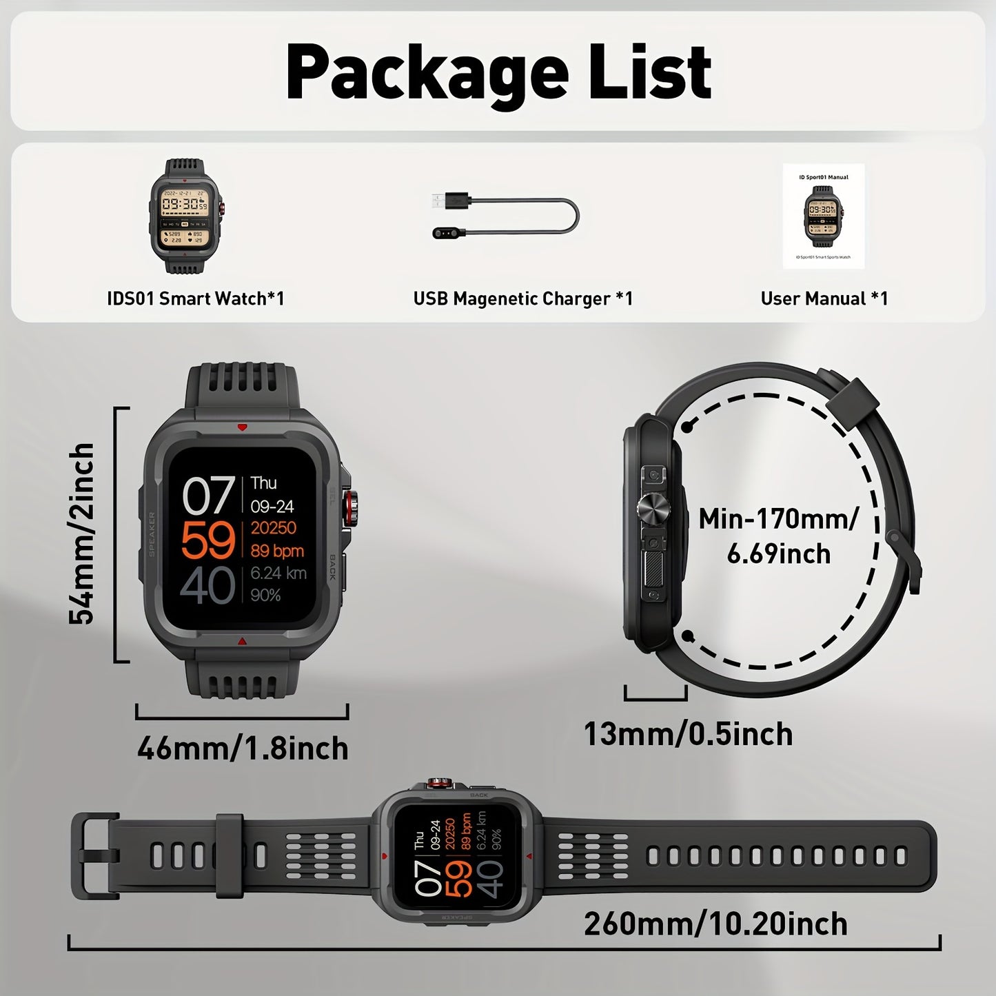 Smart Watch for Sports FAWEIO 1pc Smart Watch - 1.8 Inch Sports Smartwatch with 100+ Sports Modes, Fitness Activity Tracker Pedometer, Compatible with Android and iPhone - Perfect Gift for Family and Friends