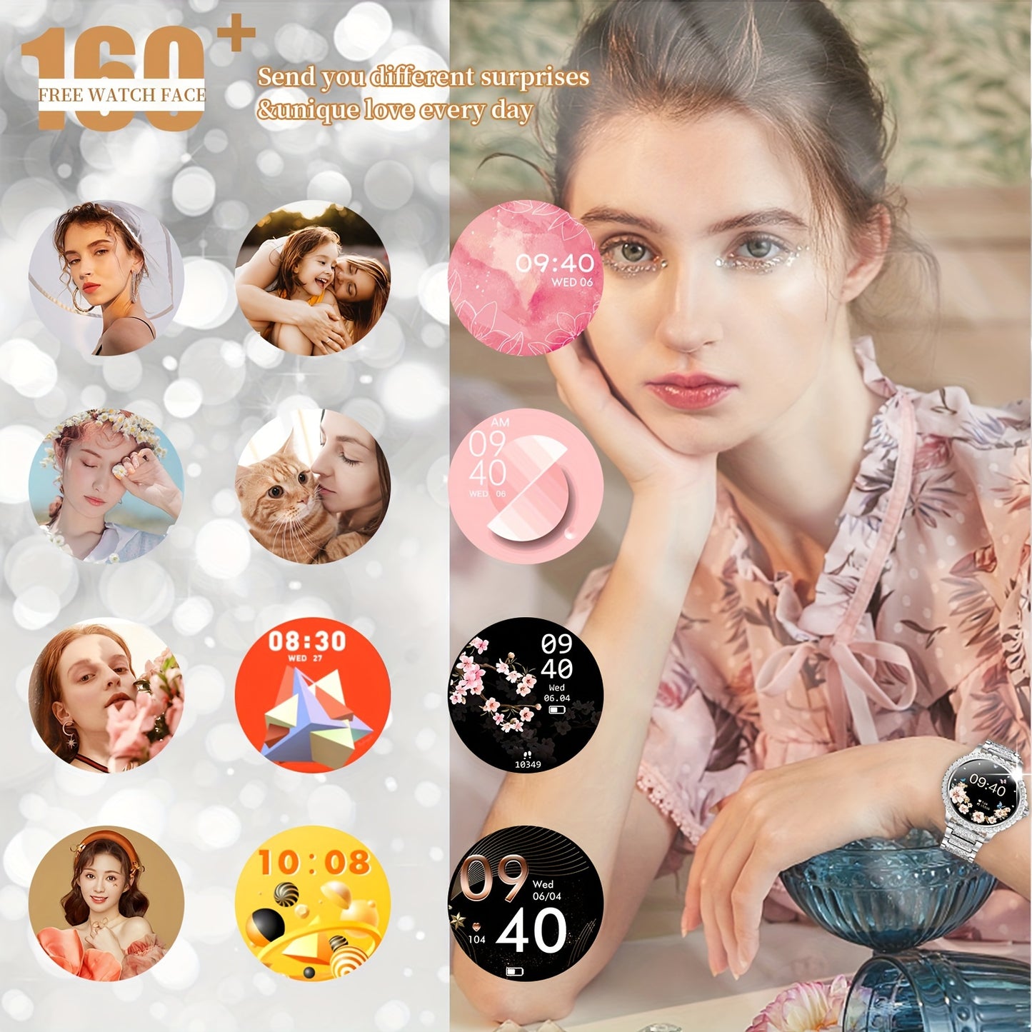 Smart Choice For Fashionable Ladies, Multifunctional Sports Watch, Weather Insight, Alarm Clock Companionship, Music Accompaniment, Photography Remote Control, Message Reminder, Precise Sports Tracking