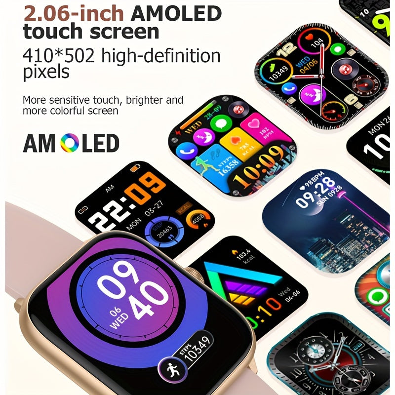 Stylish Men's And Women's Smartwatch With Wireless Calls, Sleep Monitor, Pedometer, 100 Exercise Modes, 2.06\