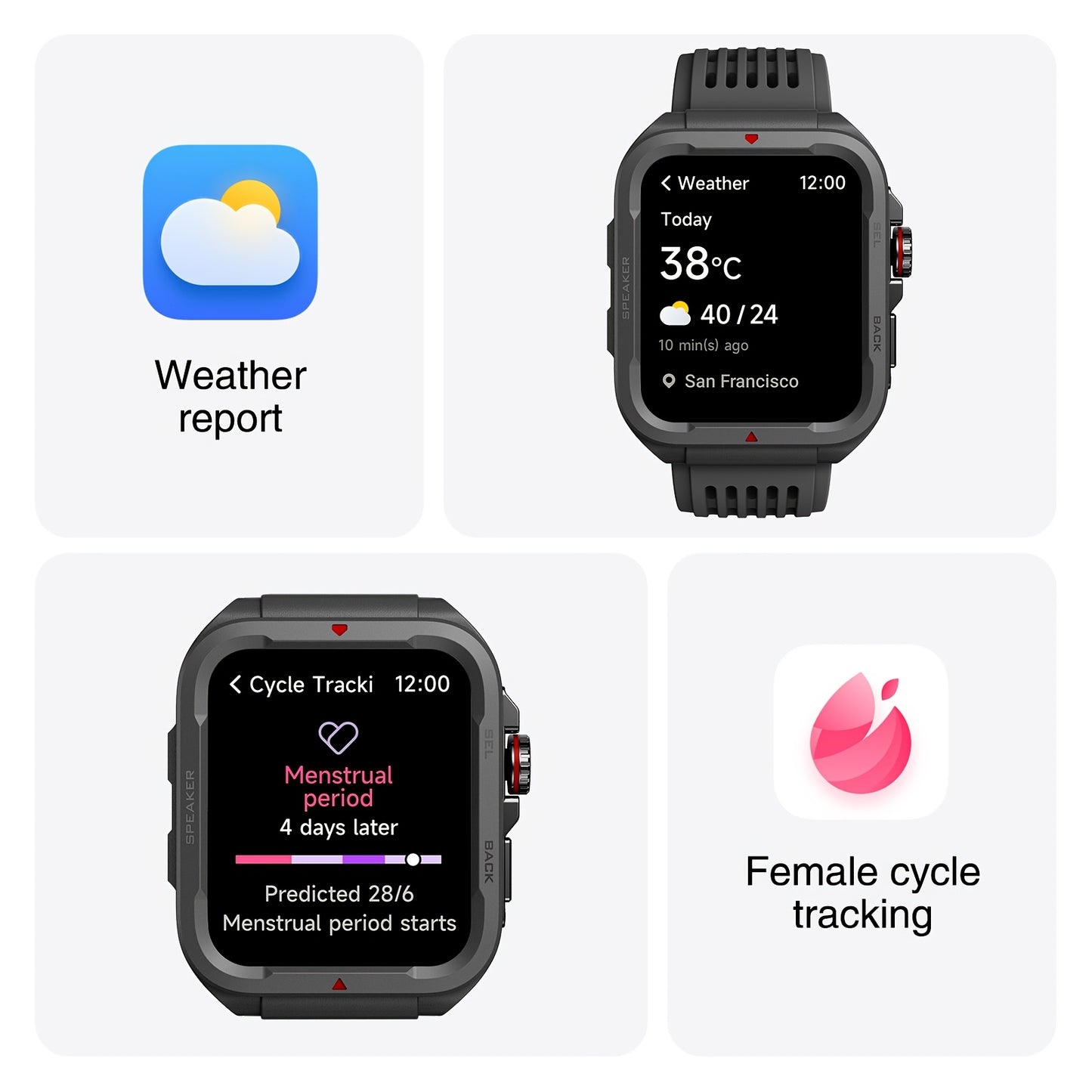 Smart Watch for Sports FAWEIO 1pc Smart Watch - 1.8 Inch Sports Smartwatch with 100+ Sports Modes, Fitness Activity Tracker Pedometer, Compatible with Android and iPhone - Perfect Gift for Family and Friends