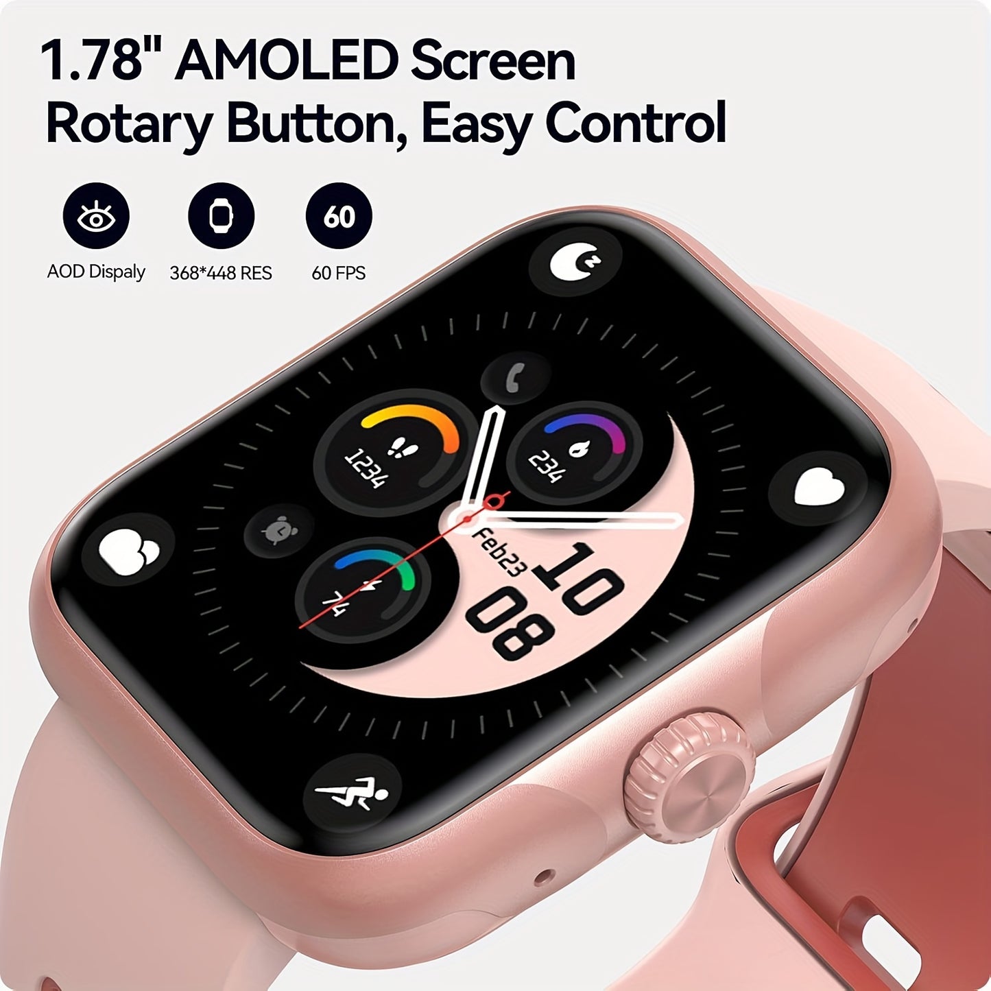 Smart Watch Ultra For Men Women, 1.78'' AMOLED Display Activity Tracker And Smartwatches, GPS Fitness Traker With Sleep Monitor Compatible For IPhone And Android
