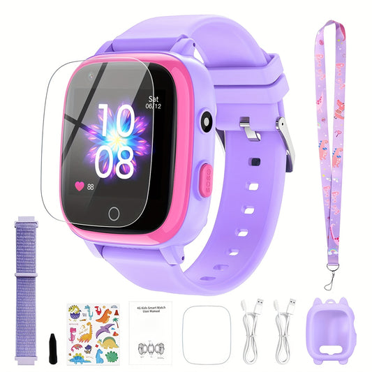 4G Smart Watch for Kids with GPS Tracker, Texting and Calling, Kids Watch for Ages 4-12 - Includes 2 Way Call, Video Call, Chat, SOS Alerts, App - Fun & Educational Birthday Gift Idea