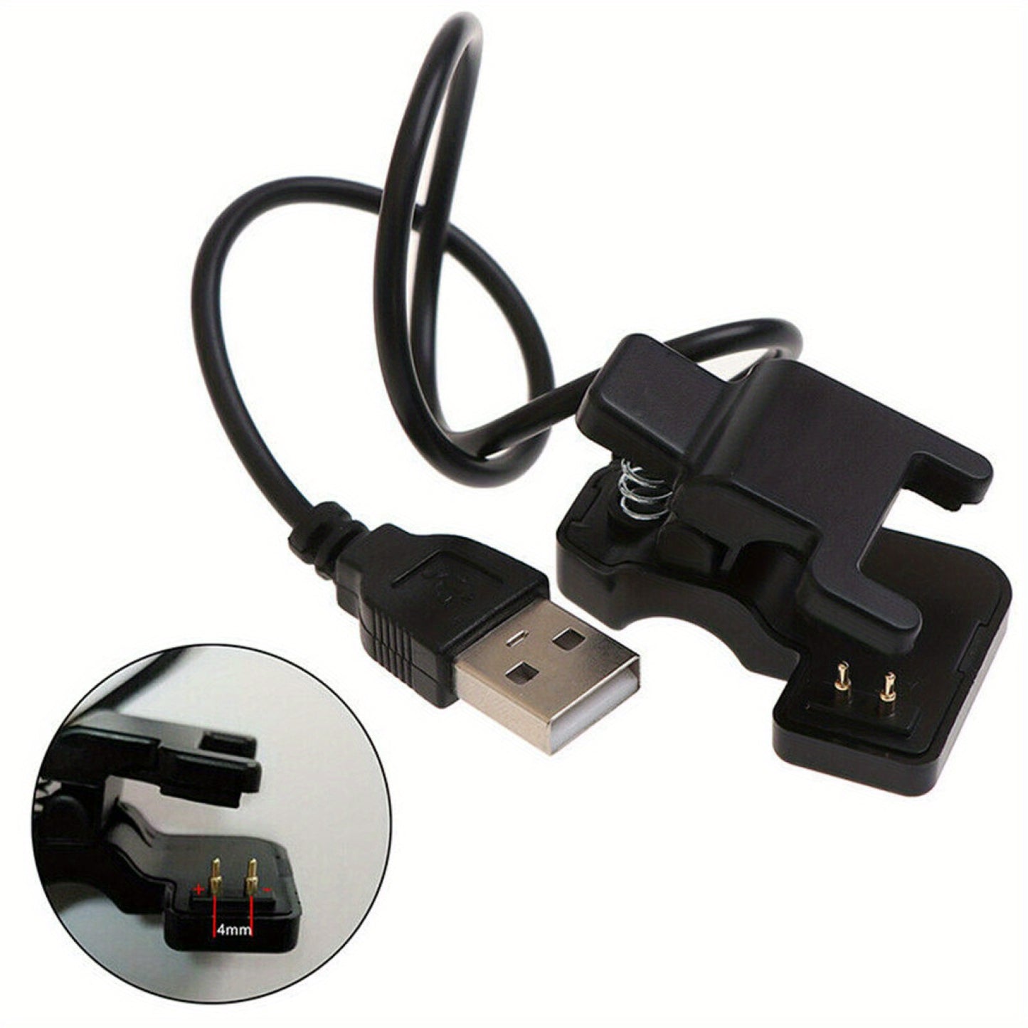 1pc Smart Watch Charger 2-Pin USB Charger Adaptor for Smart Watch Replacement USB Charging Cable Cord Clip Dock Accessories Adapter