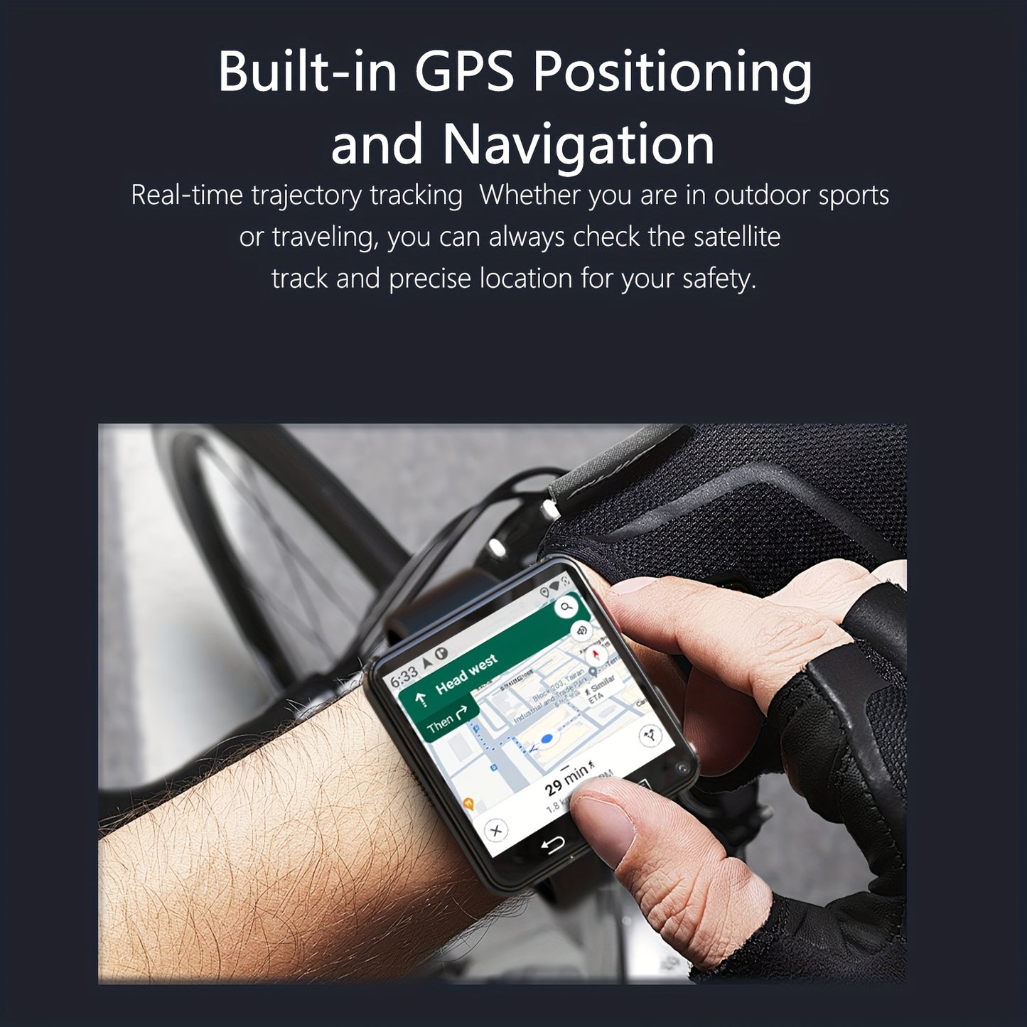 LOKMAT Android Smart Watch Phone Wifi GPS Navigation Detachable Strap 4G SIM Card Watch Tracker Big Square Screen Dual Camera