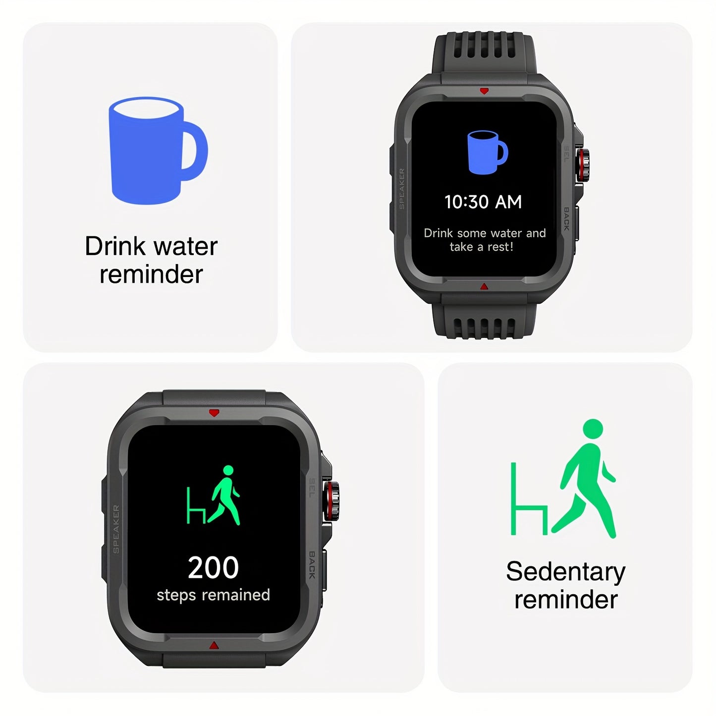 Smart Watch for Sports FAWEIO 1pc Smart Watch - 1.8 Inch Sports Smartwatch with 100+ Sports Modes, Fitness Activity Tracker Pedometer, Compatible with Android and iPhone - Perfect Gift for Family and Friends