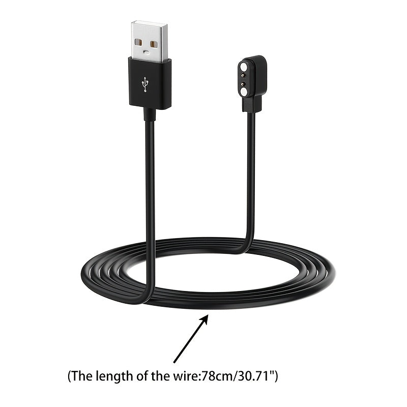 2 Pack Smart Watch Charger Cable, 2 Pin 2.84mm Magnetic Suction USB Charging Cable For Smart Watch