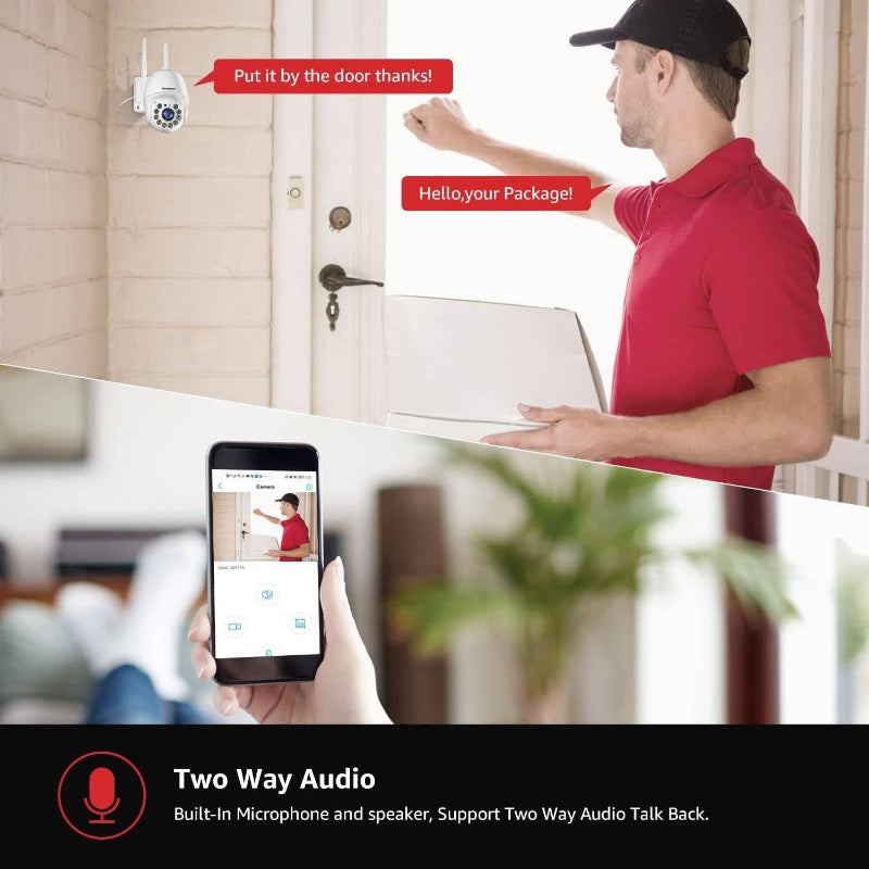 2K Security Camera Outdoor, Wireless WiFi Camera Home Security System 360 View, Motion Detection, auto Tracking, Two Way Talk, pan Tile Full Color Night, Outdoor Surveillance, Property Protection, Modern Security, Wireless Design, Durable Constructi