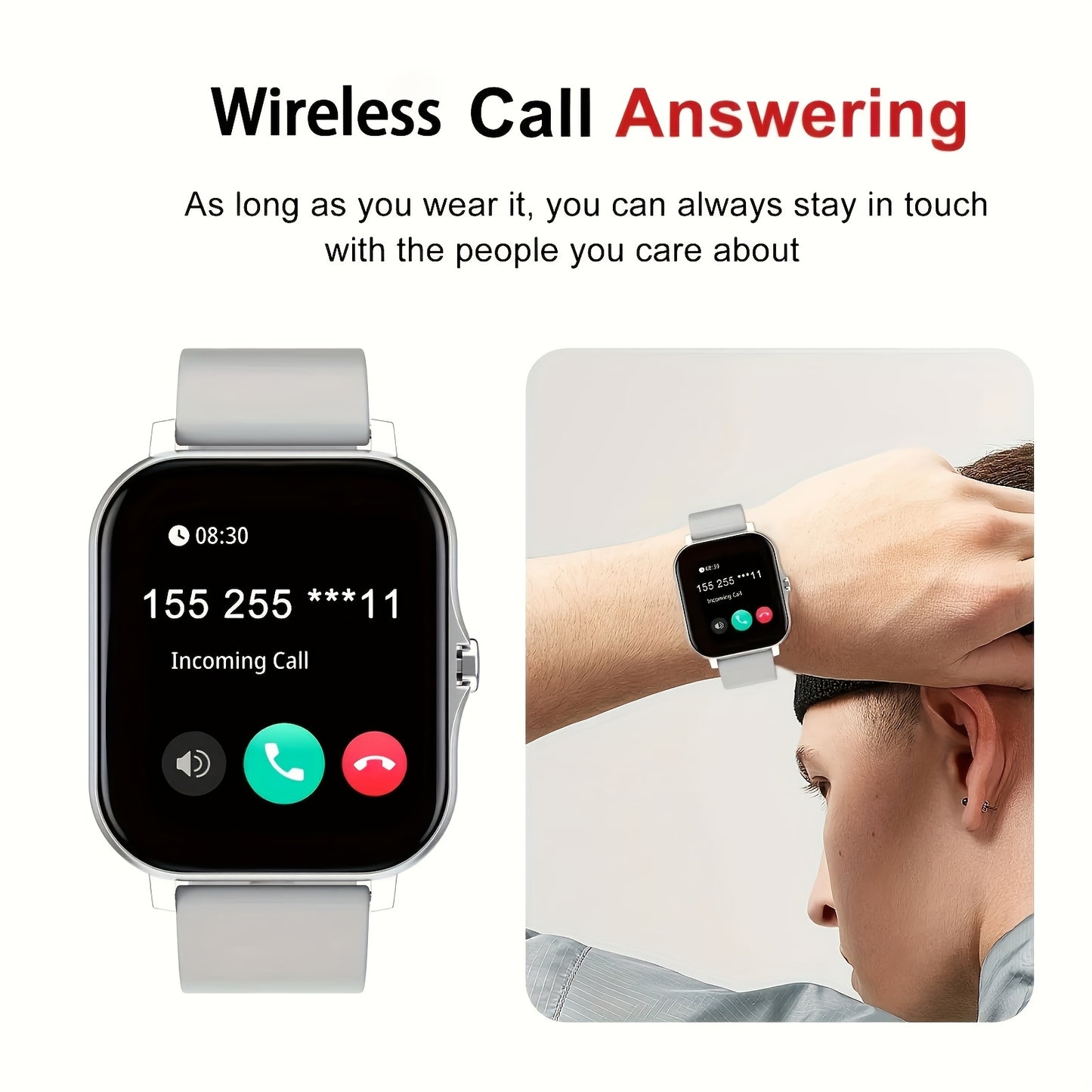 SJOPA'S New 1.83-inch Full-touch HD Smartwatch, With Dialing And Answering Functions, Wireless Calls, Support For Exercise And Sleep Monitoring, Compatible With Android And for iphone, The Perfect Gift For Male And Female Couples.