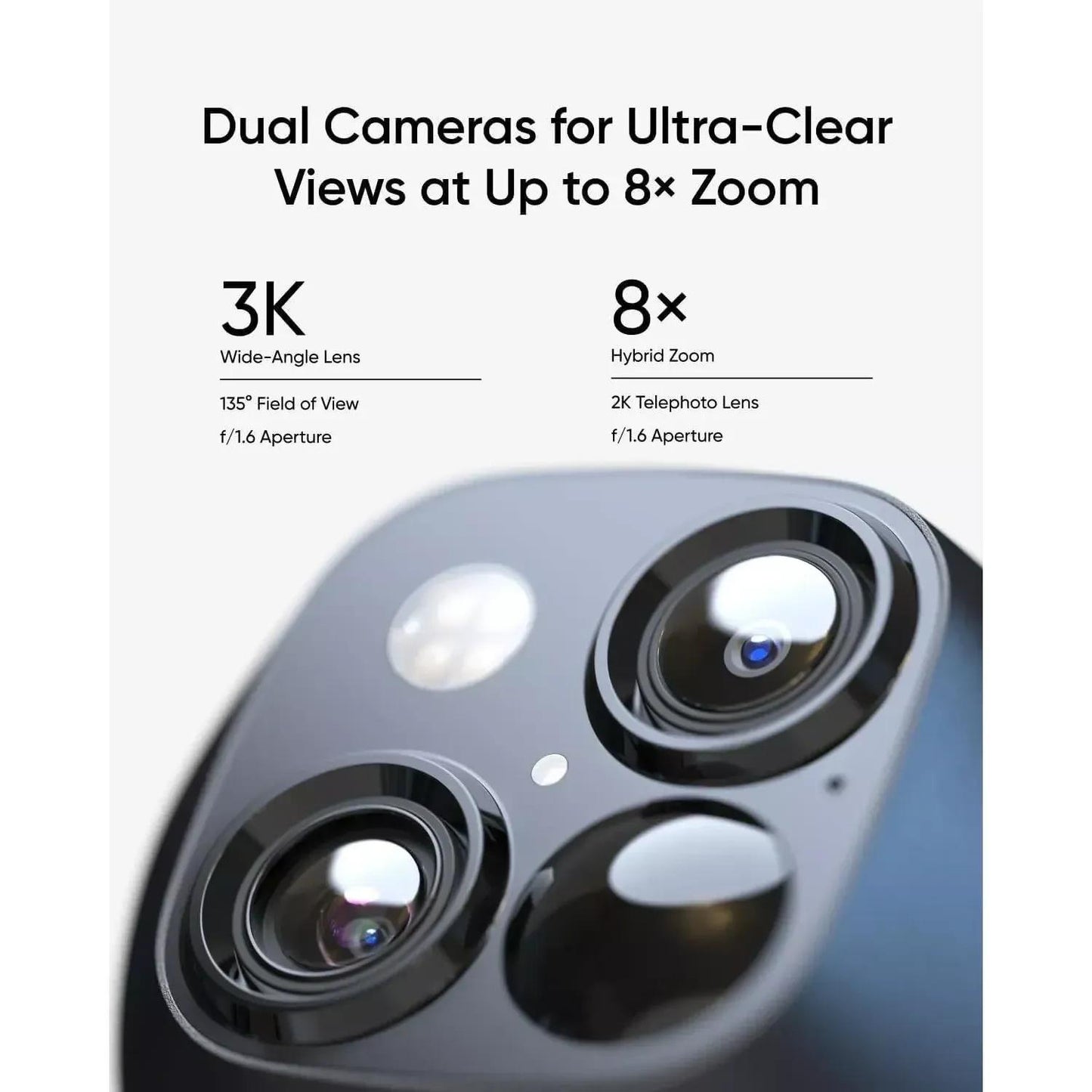 eufyCam Solo S3 Outdoor Solar Security Camera 3K Dual-Cam Pan&Tilt 8xZoom (Refurbished)