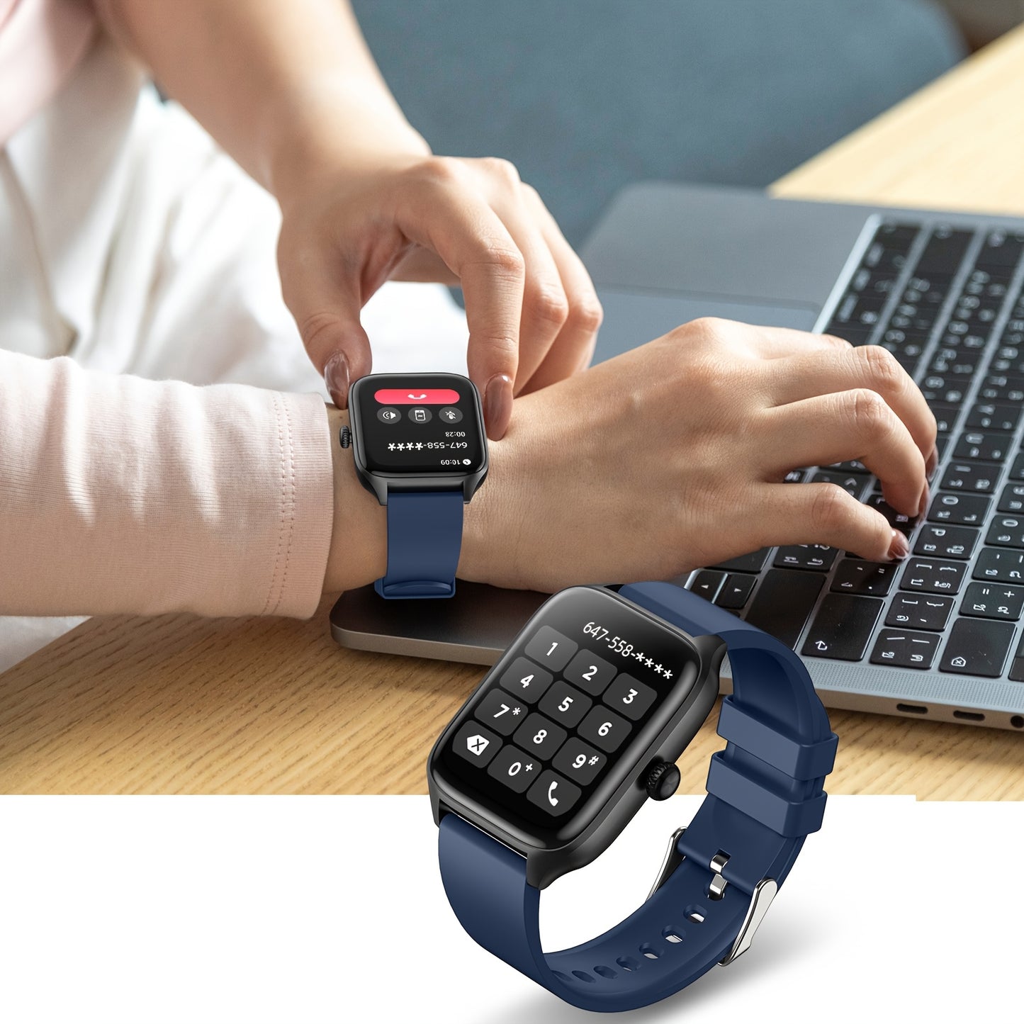 Smart Watch For Men Women, 1.96 Inch Full Touch Screen Smartwatch With Text And Call Capabilities, For Android\u002FIPhone, Fitness Tracking Watch, Exercise Mode, Pedometer, Distance, Calories, 100+ Exercise Modes