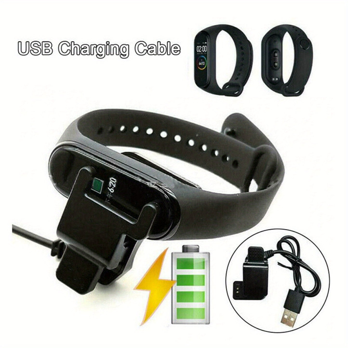 1pc Smart Watch Charger 2-Pin USB Charger Adaptor for Smart Watch Replacement USB Charging Cable Cord Clip Dock Accessories Adapter