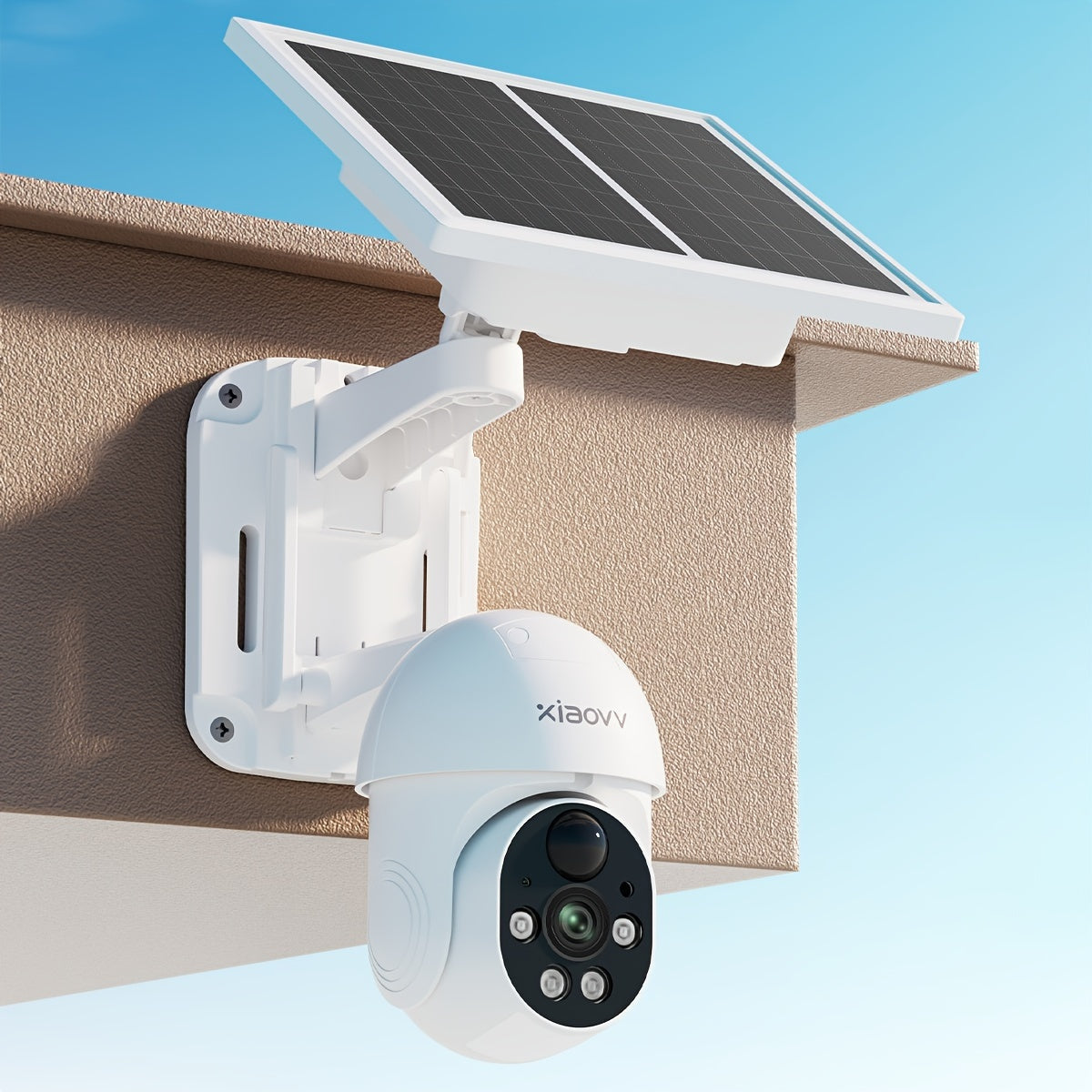 XIAOVV P6 1080p WiFi Wireless Solar Security Camera 360 Degree PTZ Battery Powered Home Surveillance Camera With Motion Detection, Color Night Vision, Two-way Audio
