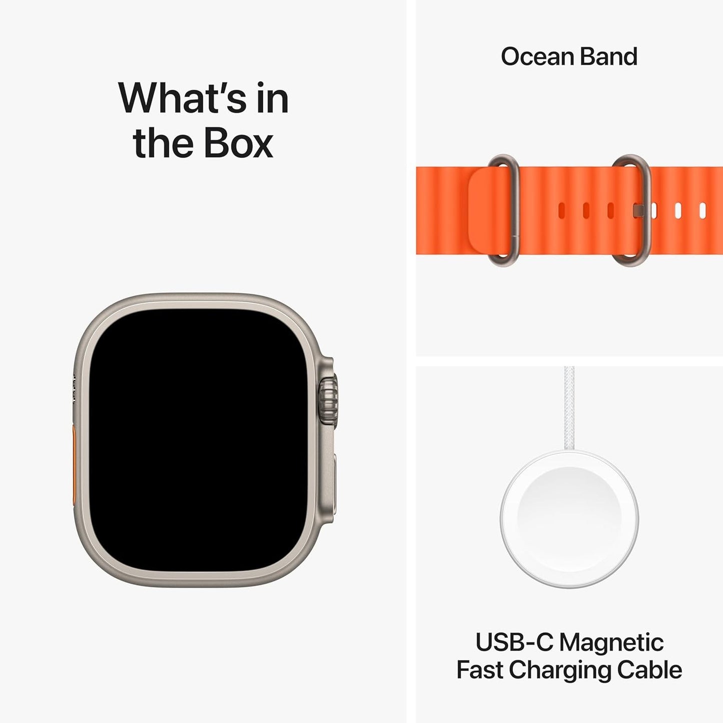 Apple Watch Ultra 2 With AppleCare+ (1 Years) GPS + Cellular, 49mm - Titanium Case with Orange Ocean Band, One Size CPO Condition