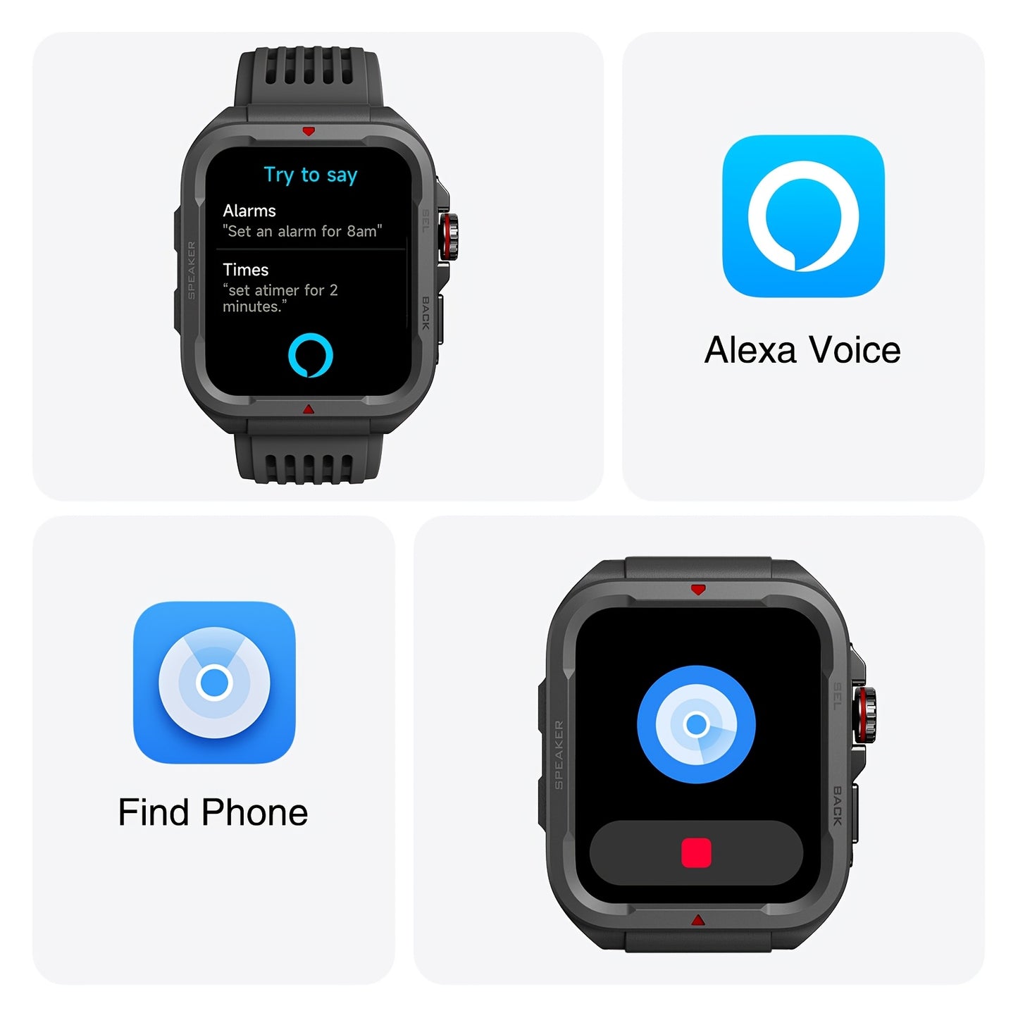 Smart Watch for Sports FAWEIO 1pc Smart Watch - 1.8 Inch Sports Smartwatch with 100+ Sports Modes, Fitness Activity Tracker Pedometer, Compatible with Android and iPhone - Perfect Gift for Family and Friends