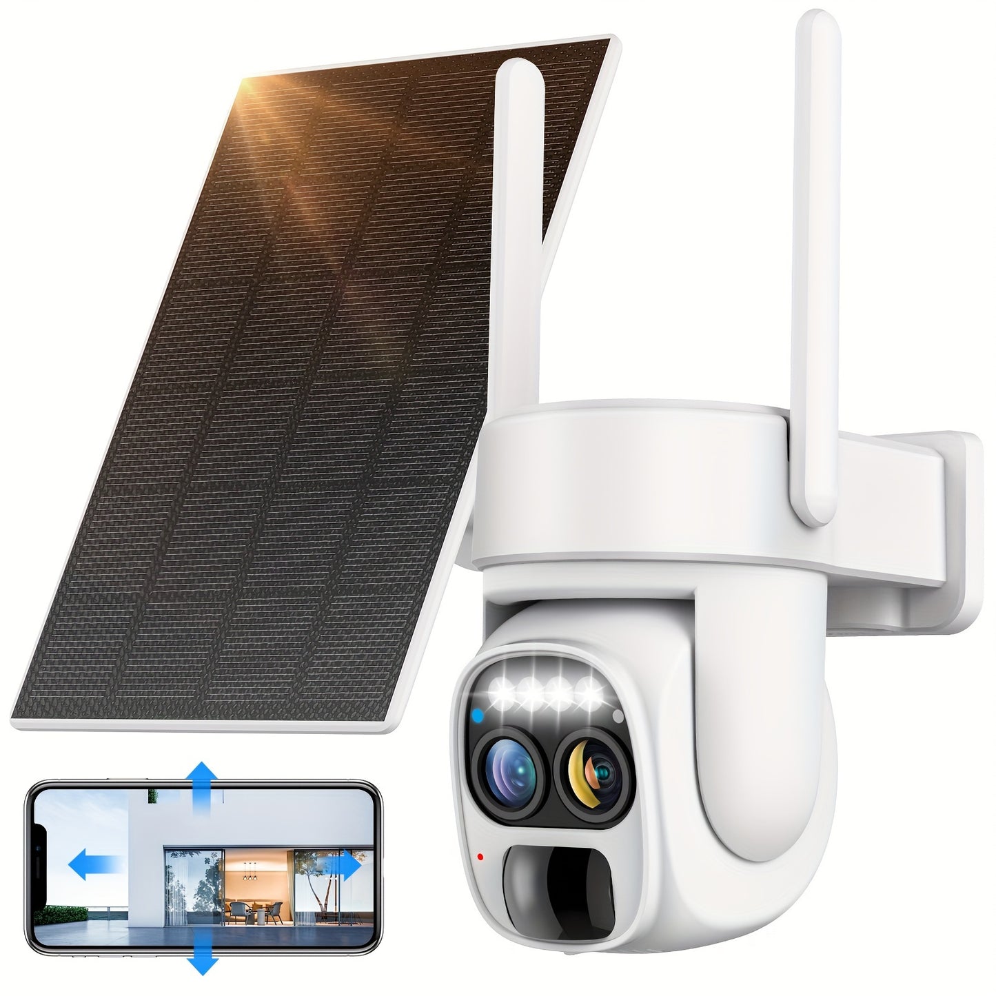 Hawkray 10x Zoom 360-degree Low-power Cctv Solar Panel Battery 2K FHD WiFi Camrea With Spotlight Alarm, Motion Detection, Color Night Vision, Two-way Audio And