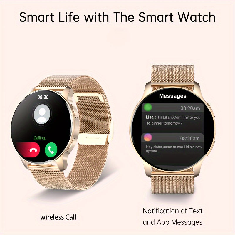 Smartwatch for women (answering\u002Fmaking calls), fitness tracker for Android and iPhone smartphones, equipped with LED high-definition full touch screen AI voice controlled pedometer