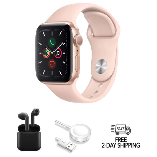 Apple Watch Series 4 Aluminum Bundle w\u002F Wireless Earbuds | 44mm | GPS Only | Gold | Refurbished - Very Good